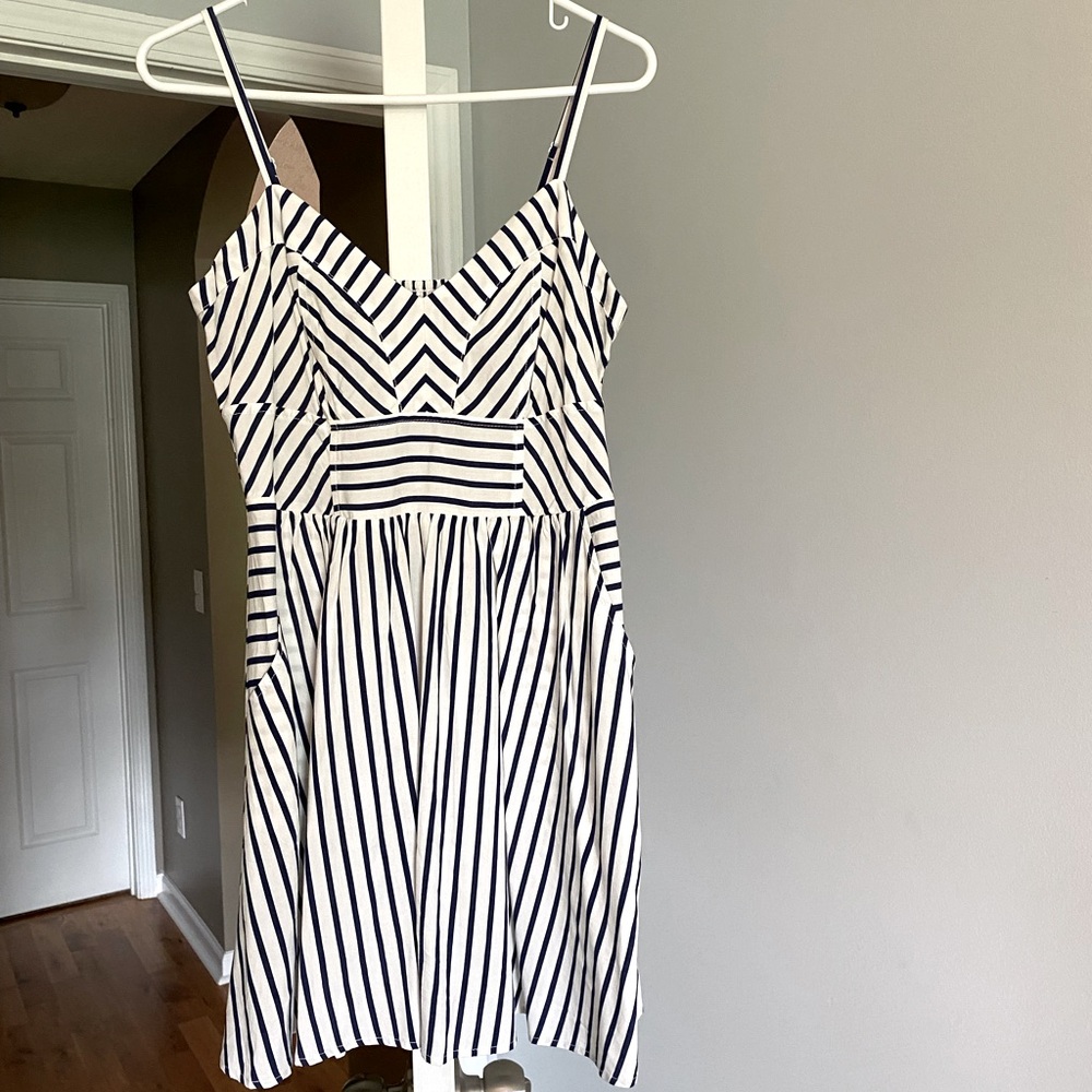 Express navy and white striped dress